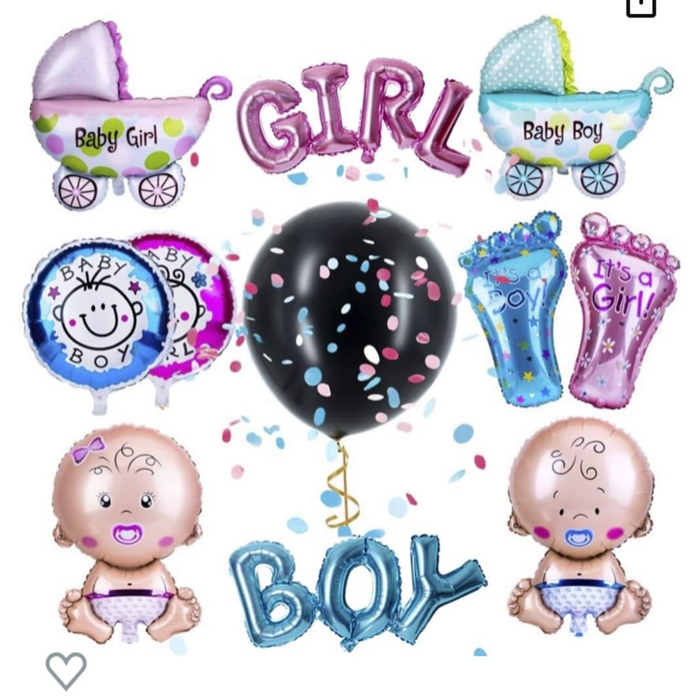 Gender Reveal Confetti Balloons Tricked Pack for Baby Shower -